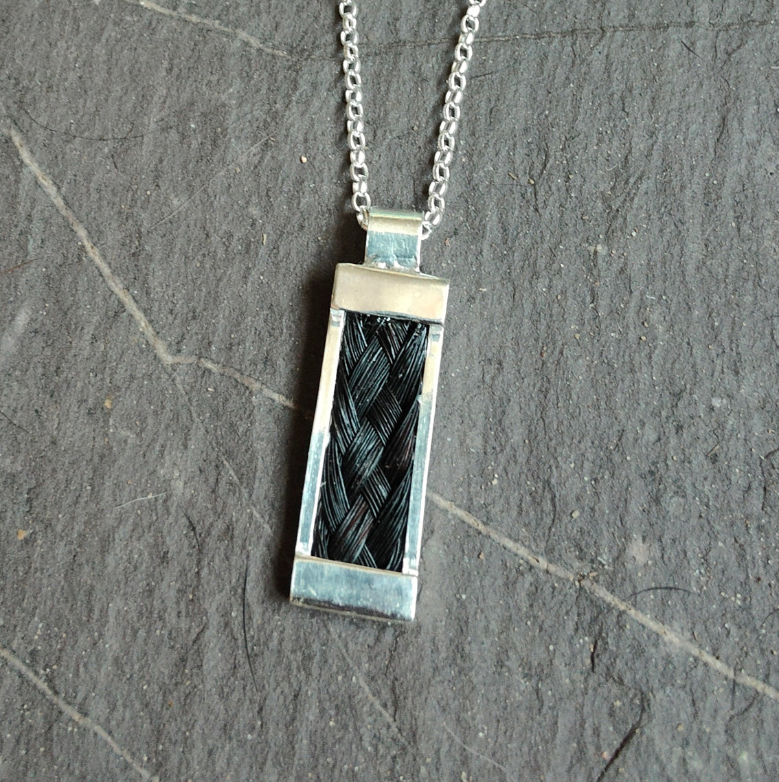 Rectangle Horse Hair Pendant