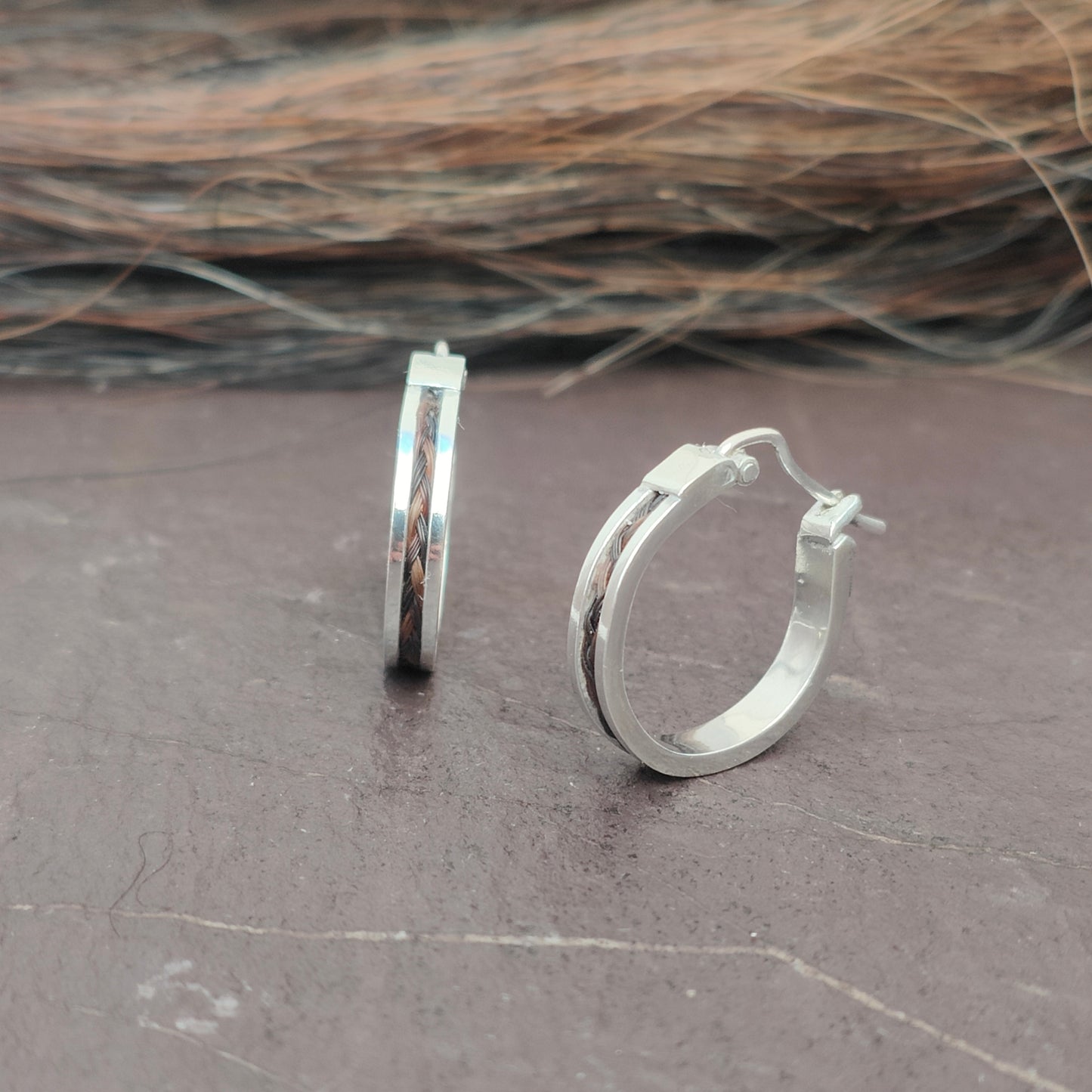 Hooped Horse Hair Earrings