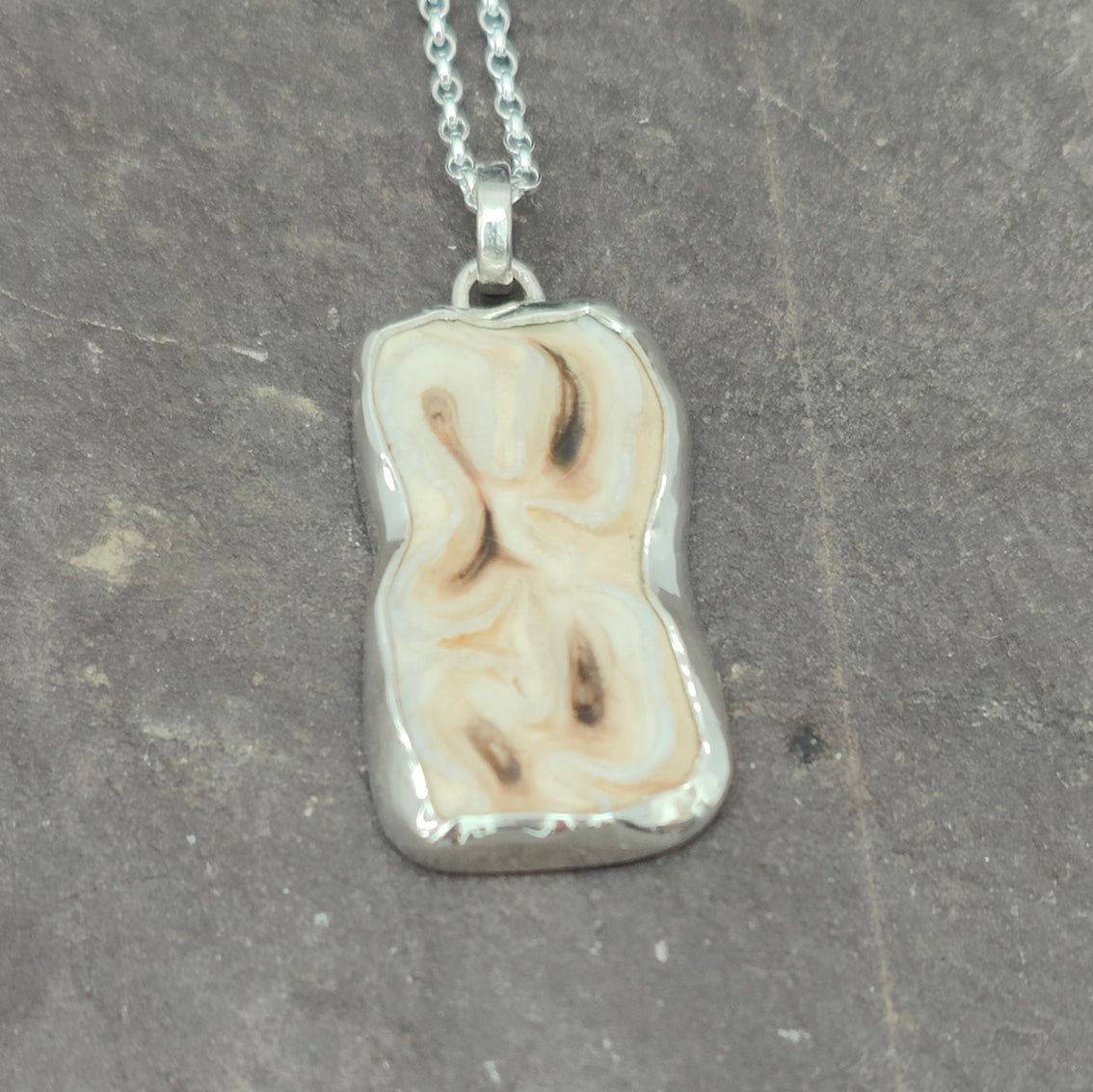 Horse Tooth Bezel Set Pendant